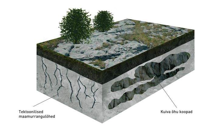 Kuiva õhu koopad, maalõhed, kastrilised alad